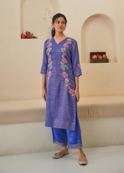 Rehaab Tissue Kurta Set - Purple - With Dupatta