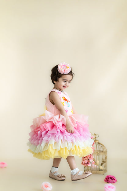 Mermaid Layered Colorful Organza Dress