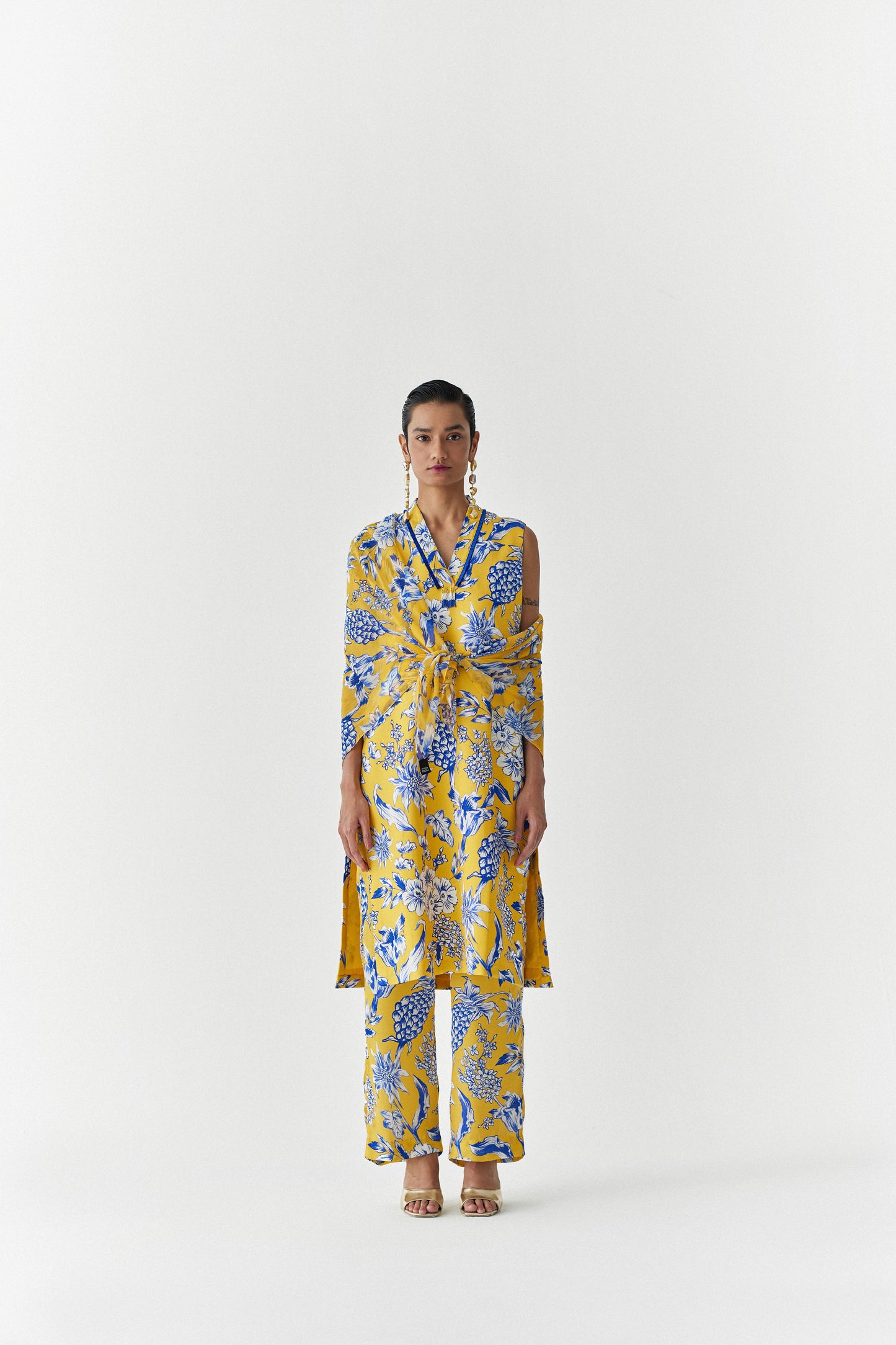 Yellow Pineapple  Kurta And Pants Co-Ord