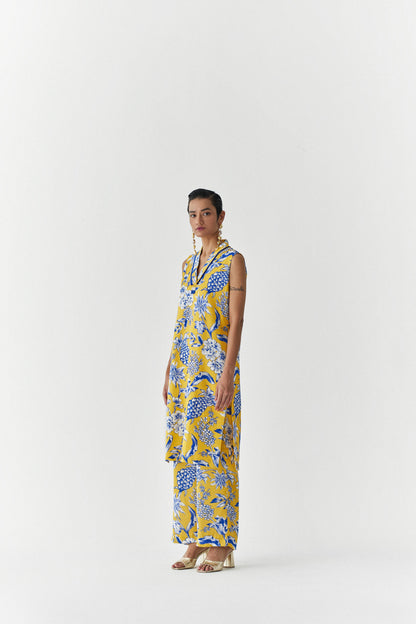 Yellow Pineapple  Kurta And Pants Co-Ord