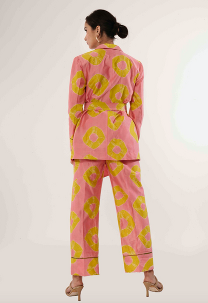 Pink Yellow Lawn Pantsuit