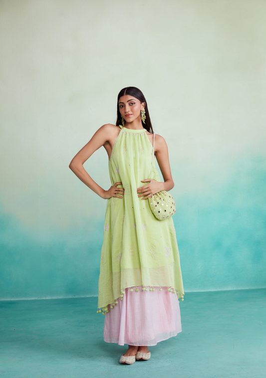 Limeade Kurta Skirt Set