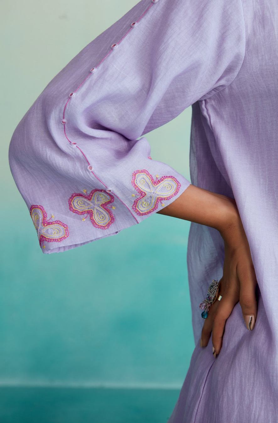 Lavender Hand embroidered Dhoti Kurta set