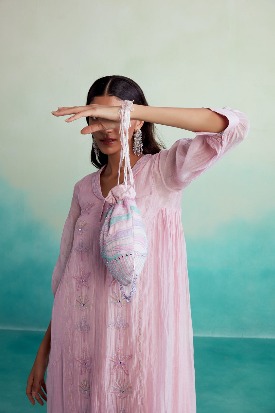 Orchid Pink Hand Embroidered Bag