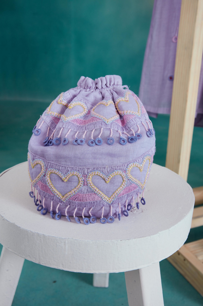 Digital Lavender Hand Embroidered Bag