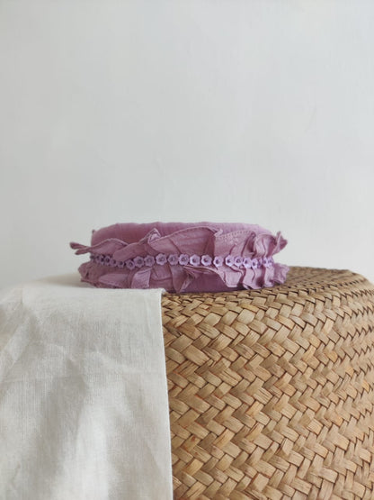 Lavender Embroidered Ruffled Hairband