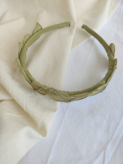 Green Leaf Embroidered Hairband