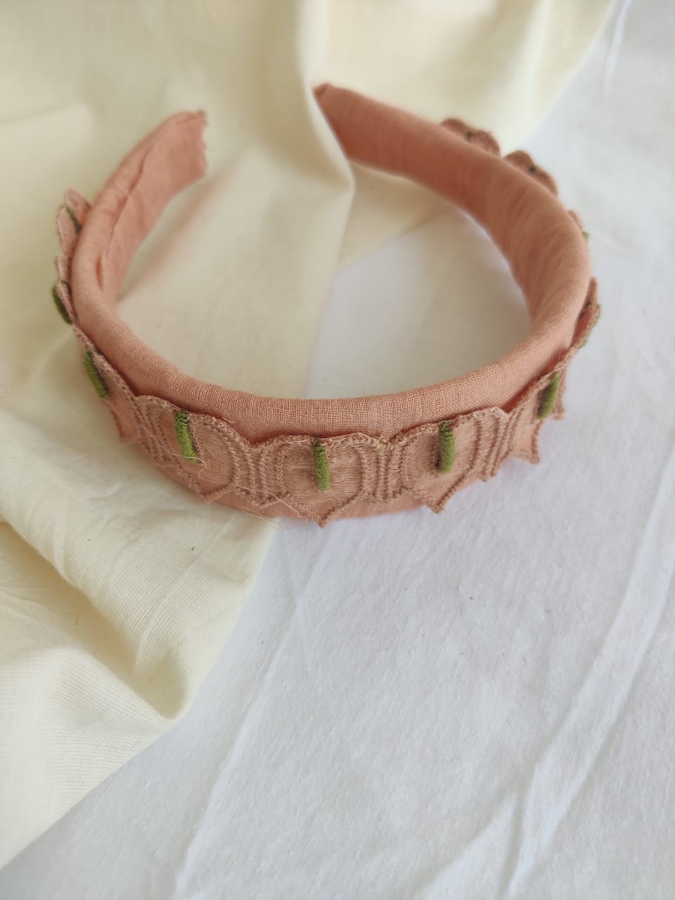 Peach Leaf Applique Work Hairband