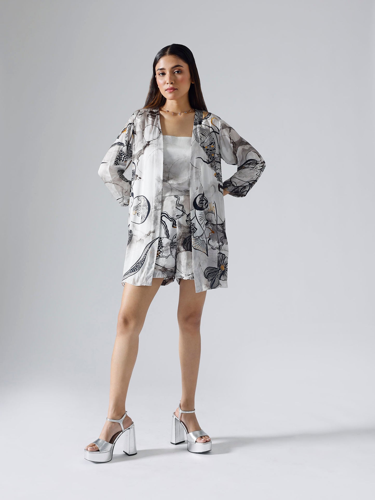 Reflect monochrome jacket shorts set