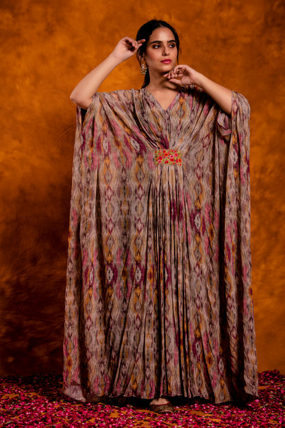 Ikat Printed Gorget Kaftan