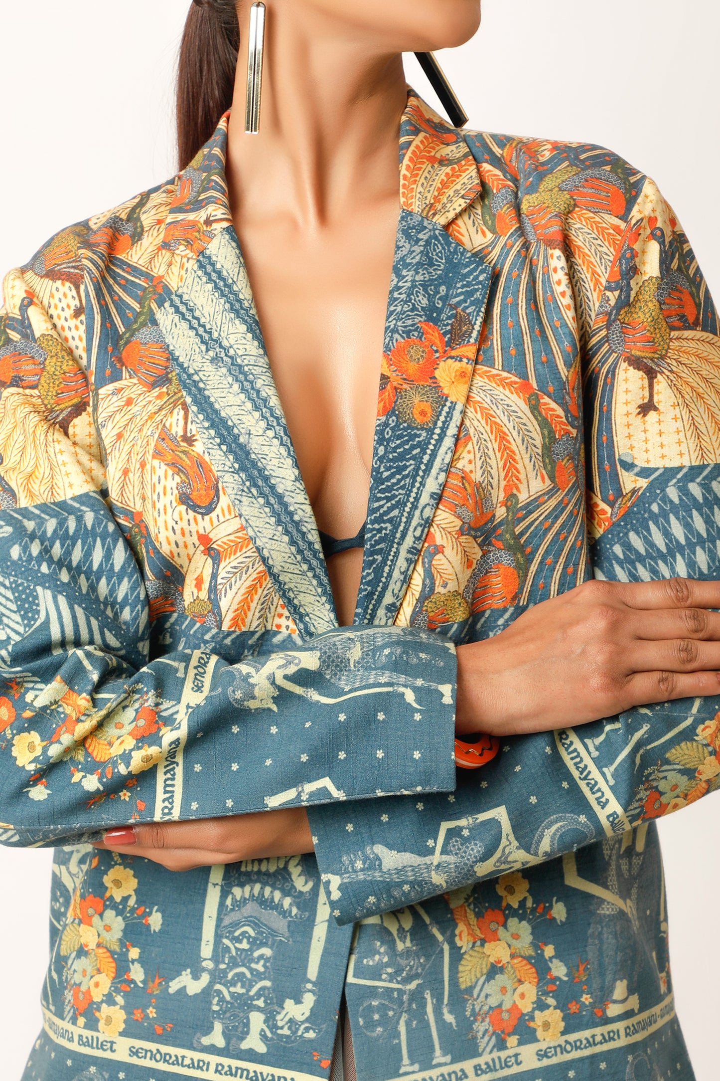 Ramayana Printed Jacket With Skirt