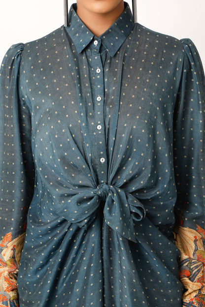 Printed Knotted Shirts- Midnight Blue