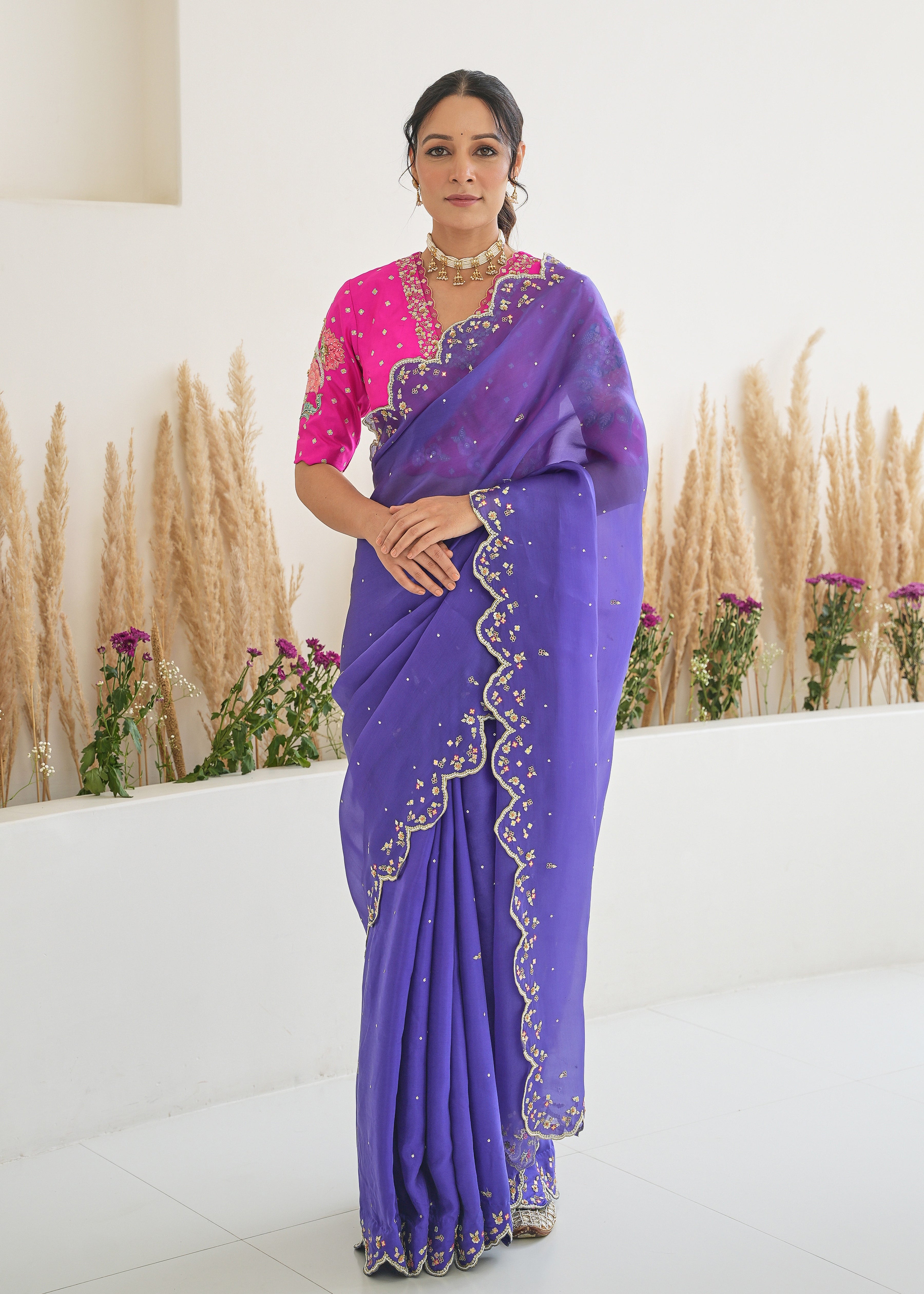 Royal Purple & Black Ombre Georgette Sequins Saree Set Design by Sawan  Gandhi at Pernia's Pop Up Shop 2024