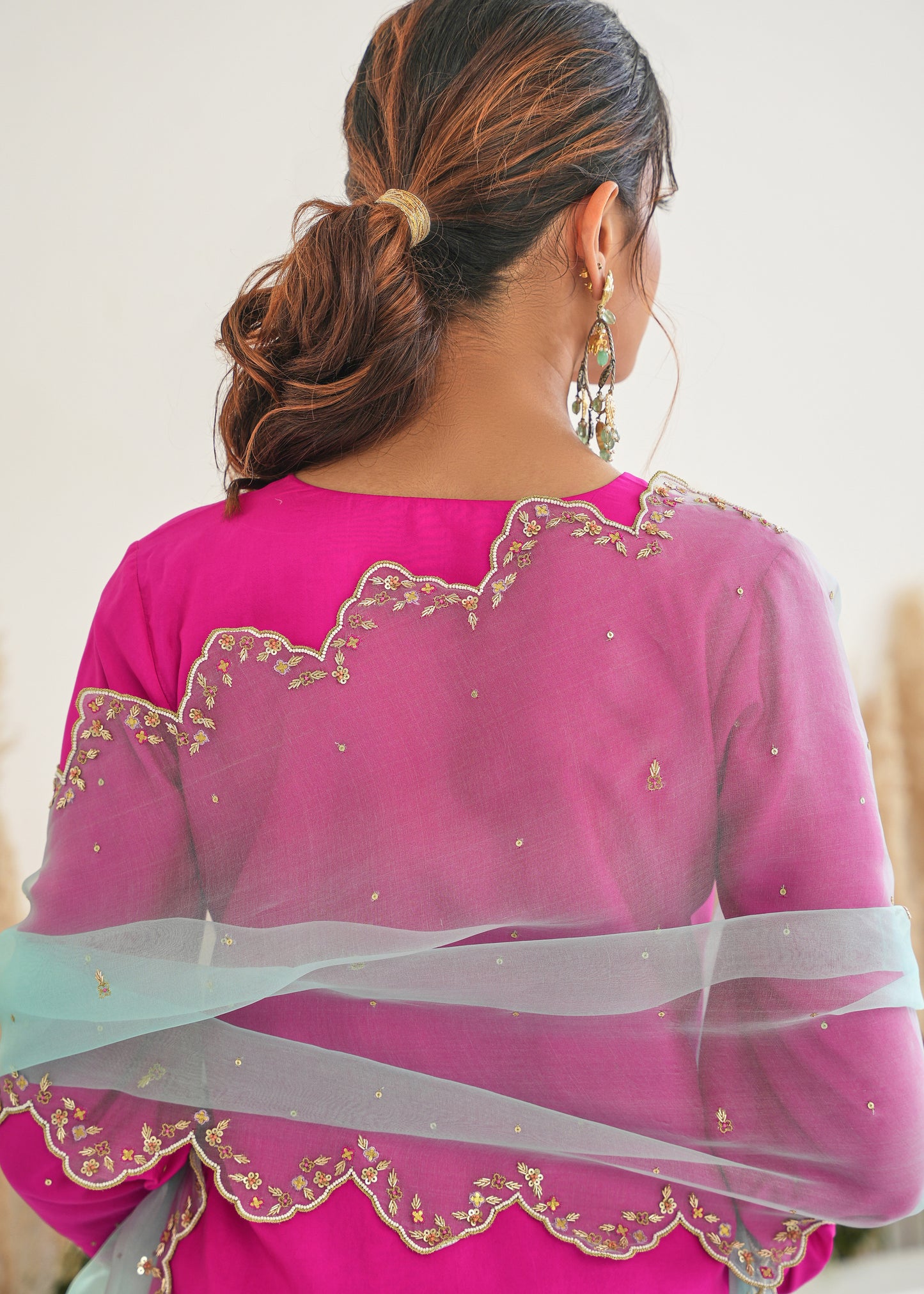 Feeha Sharara Set - Magenta - With Dupatta