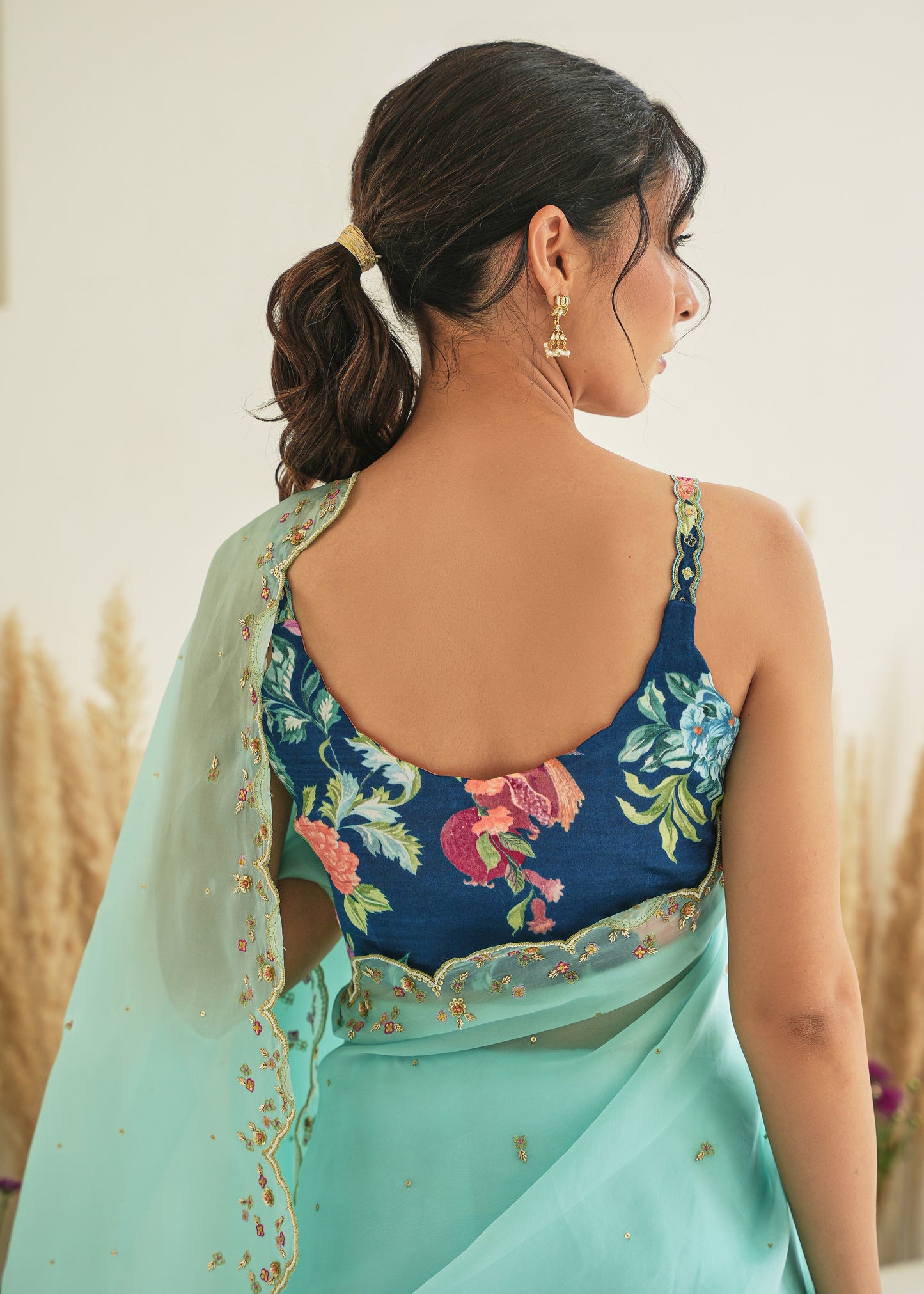 Nargis Saree Fiza Blouse - Aqua Blue