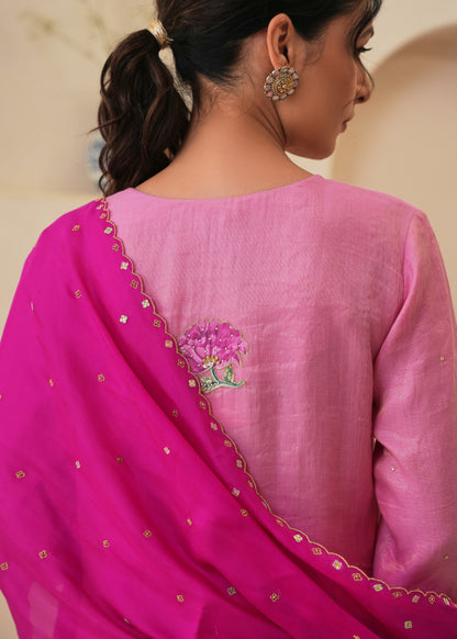 Rehaab Tissue Kurta Sets - Pink - With Dupatta