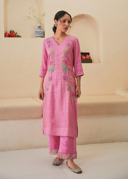 Rehaab Tissue Kurta Sets - Pink - With Dupatta