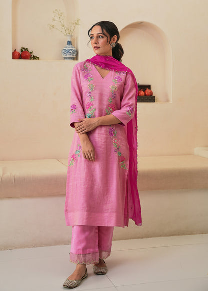 Rehaab Tissue Kurta Sets - Pink - With Dupatta