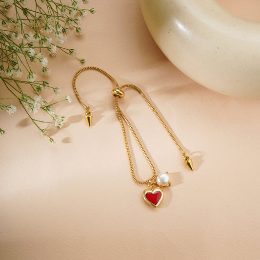 Red Heart Adjustable Bracelet