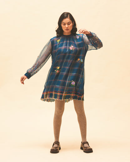 Indigo Checked Dress