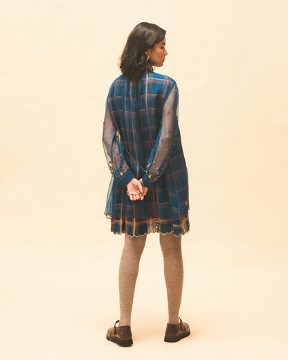 Indigo Checked Dress