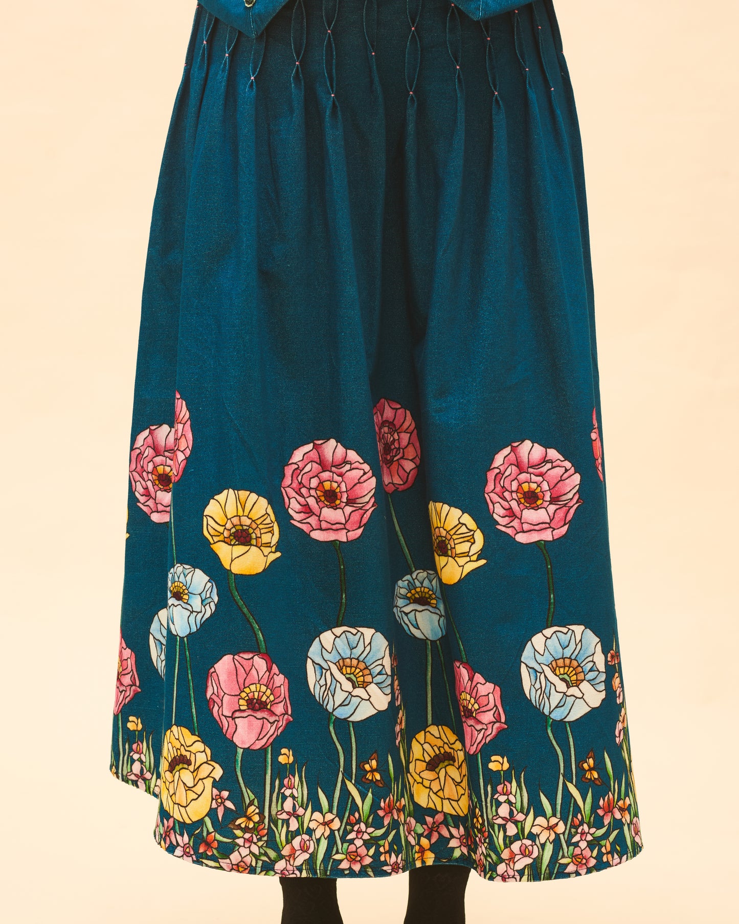 Indigo Floral Maxi Skirt