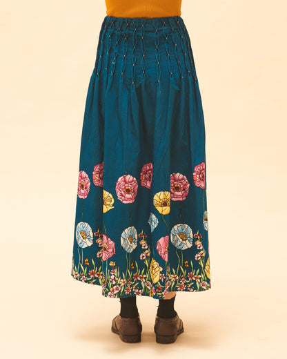 Indigo Floral Maxi Skirt