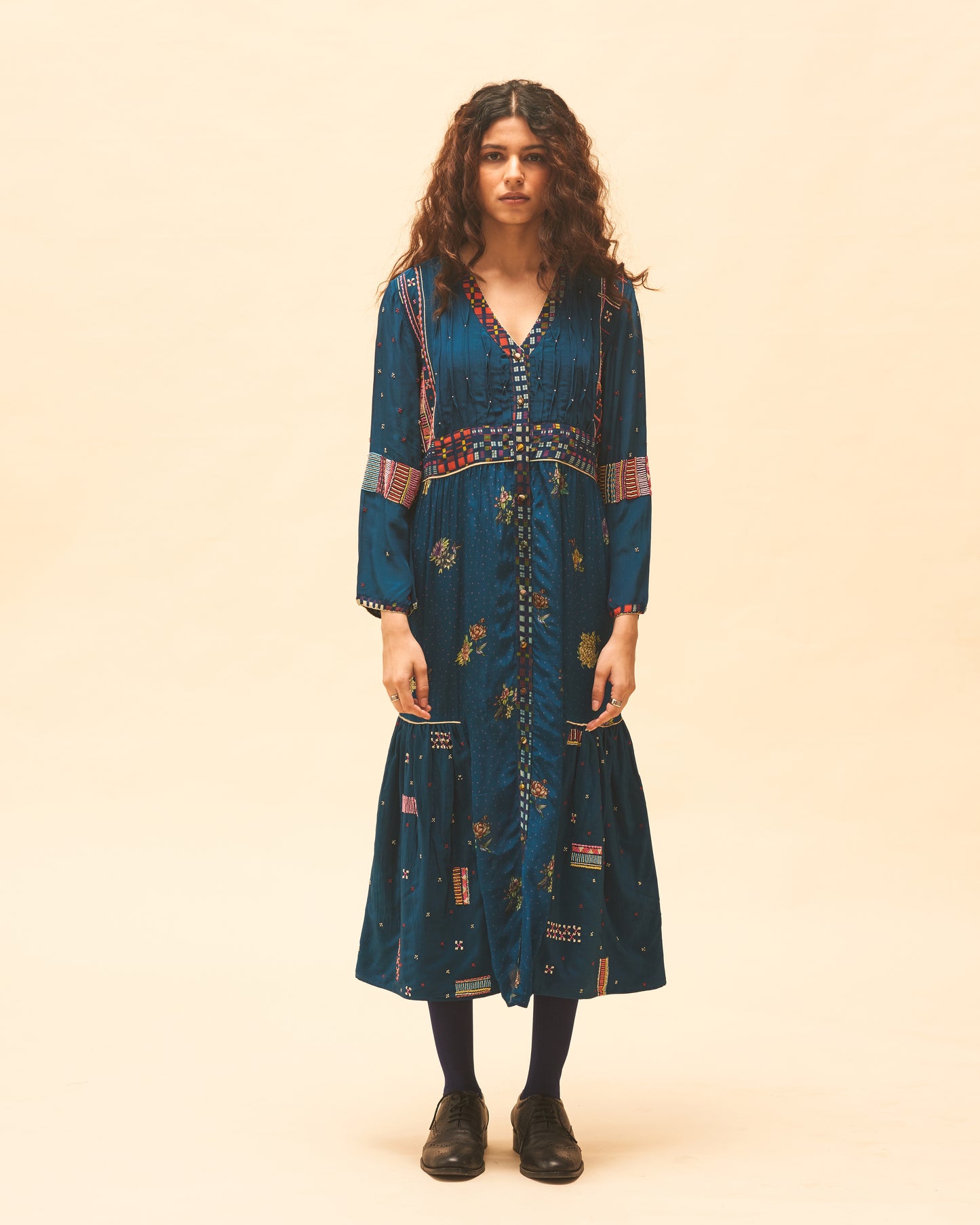 Indigo Gathered Dress