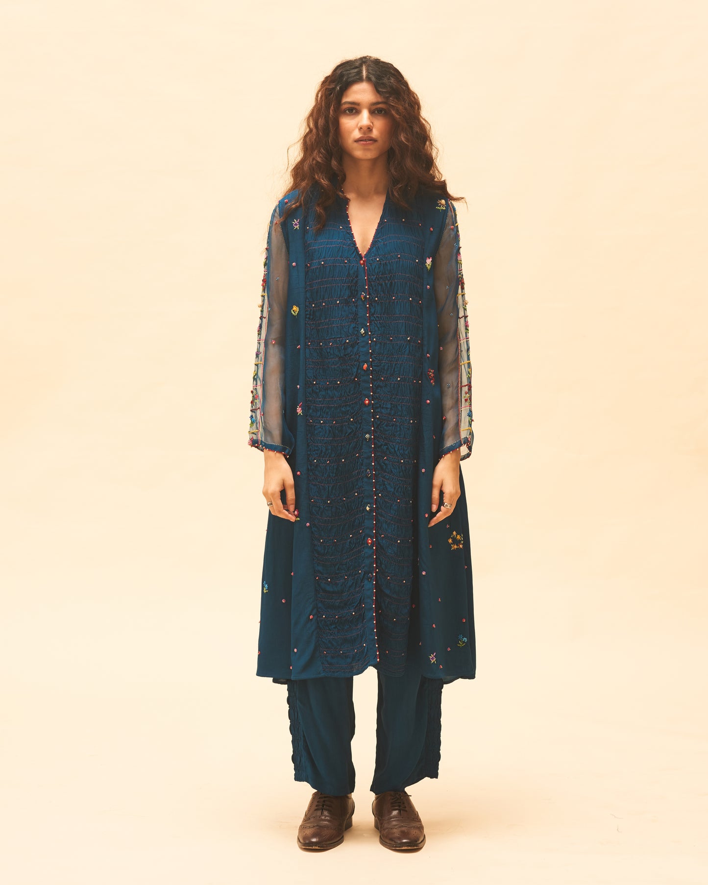 Indigo Gathered Tunic With Pants