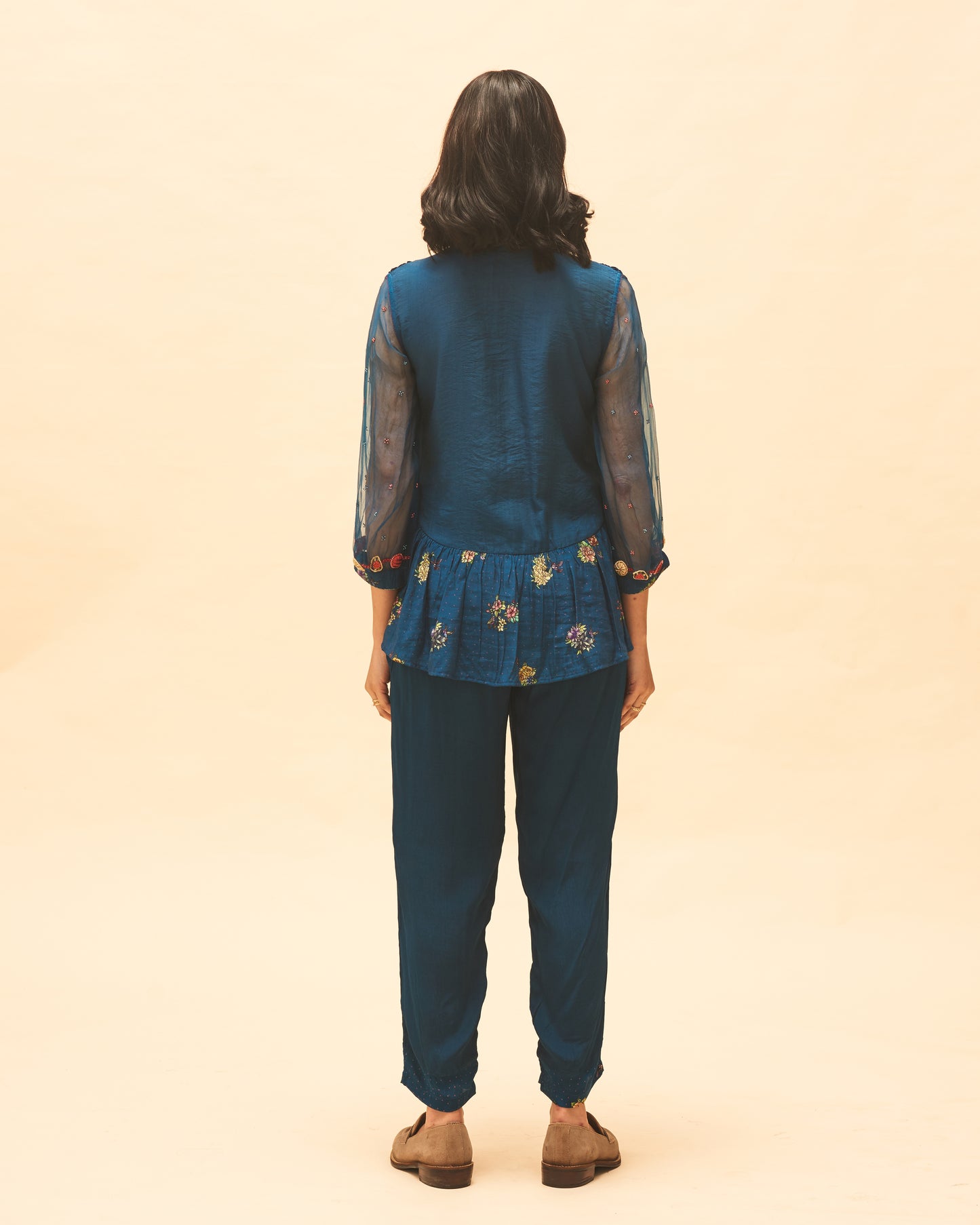 Indigo Embroidered Top