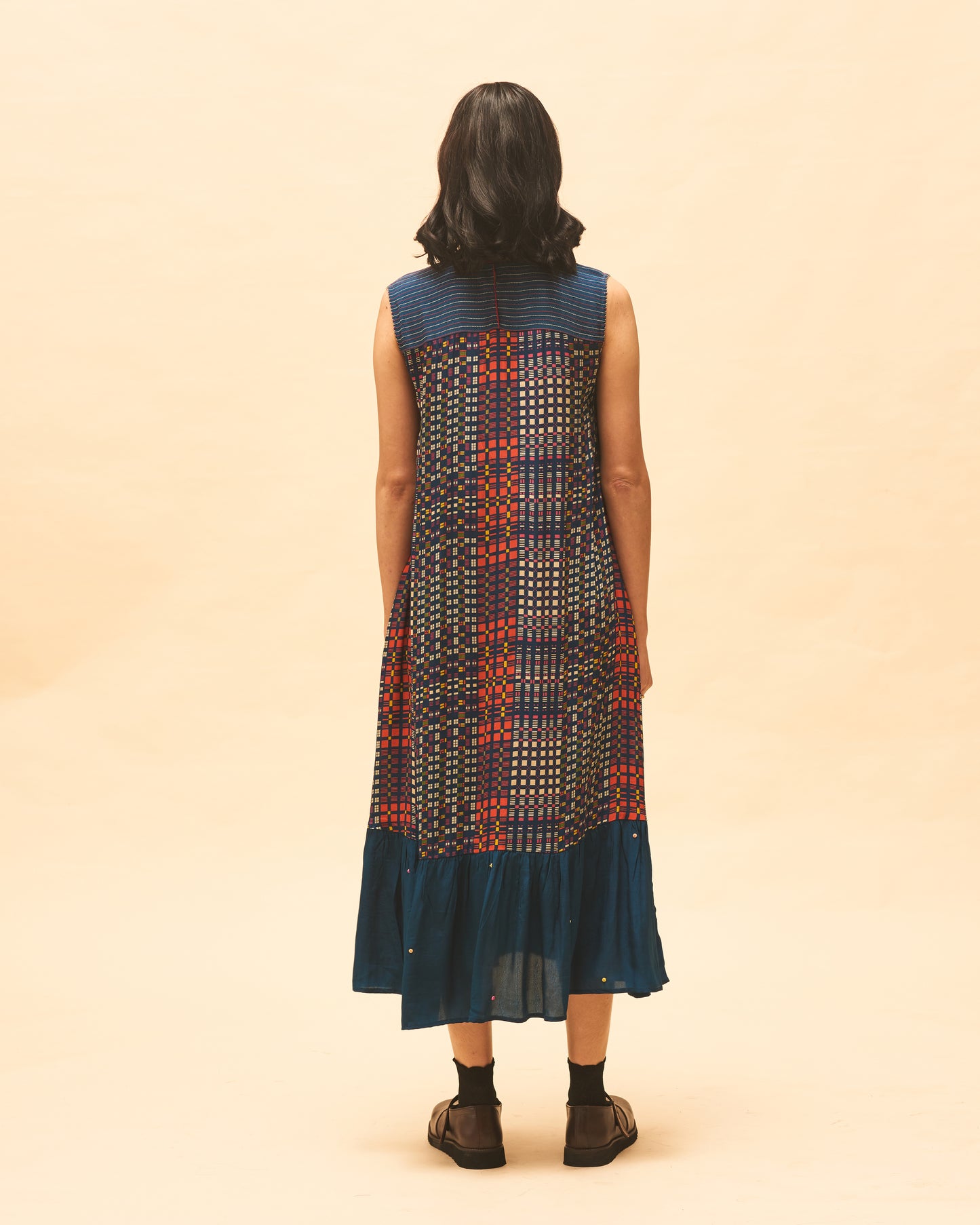 Indigo Maxi Checked Dress