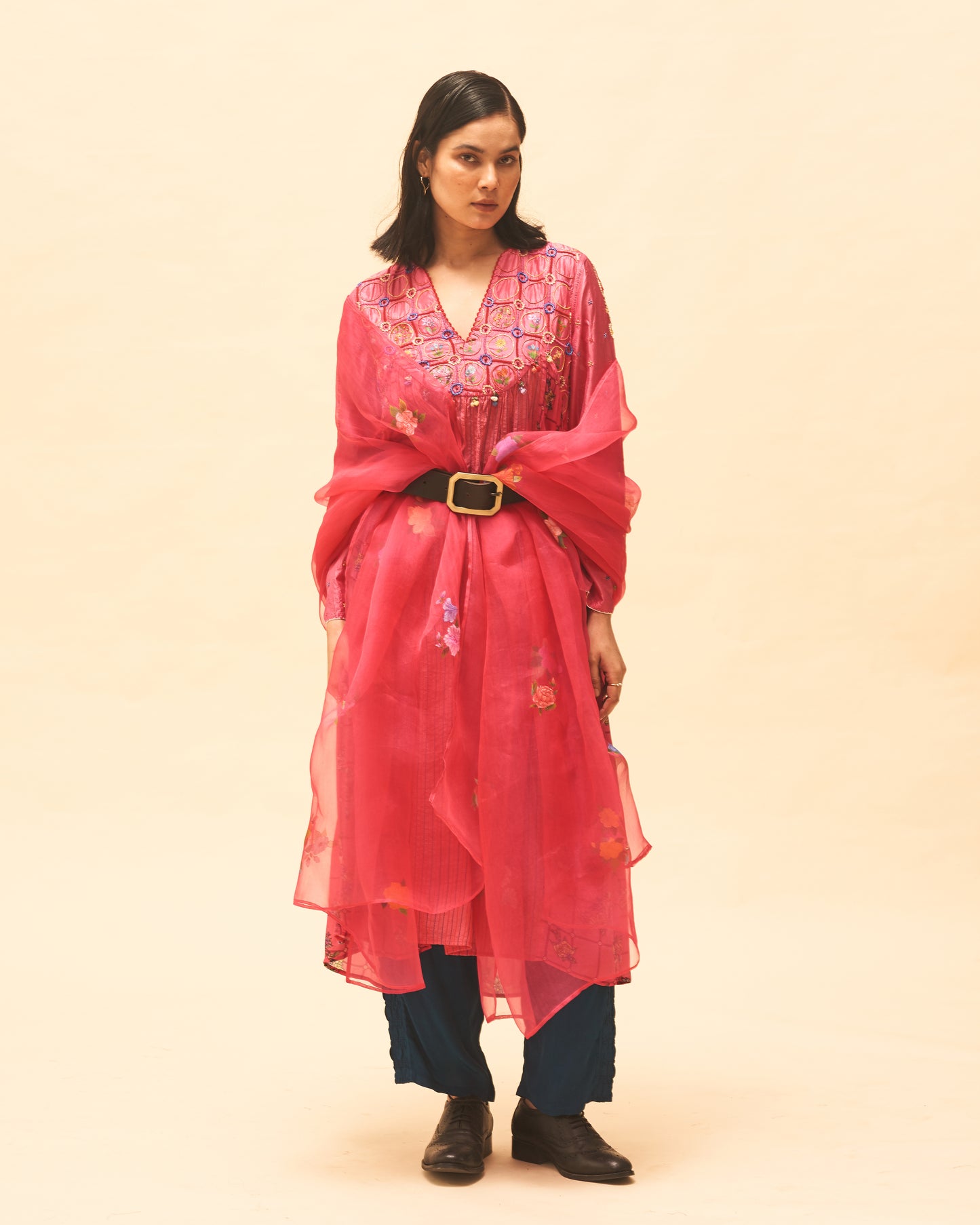 Fuchsia Gathered Kurta